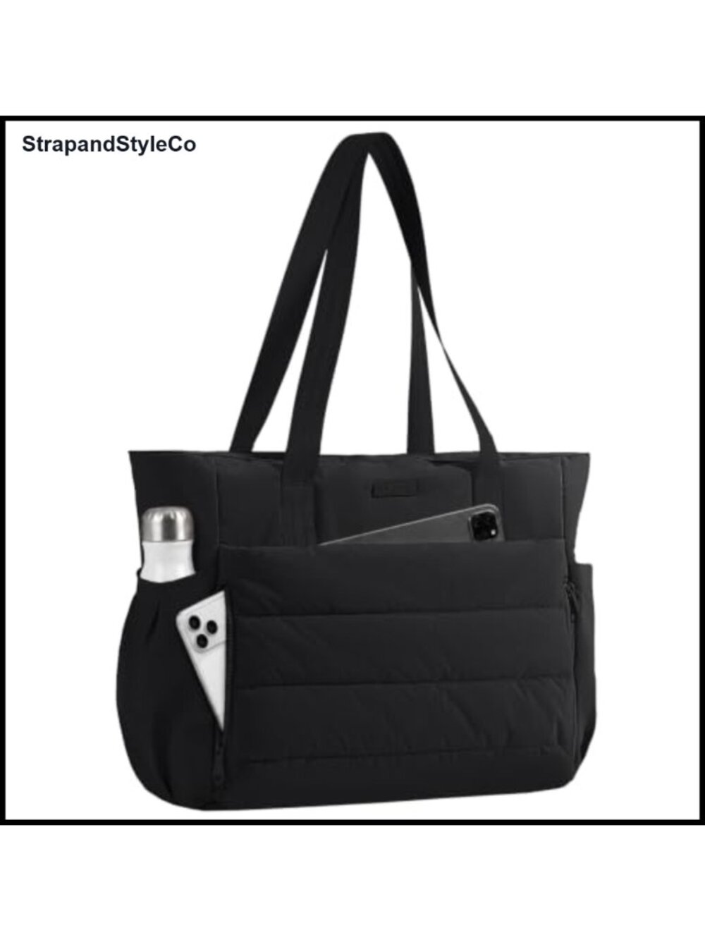 Puffy Lightweight Polyester Tote Bag Large 15.6 Laptop Work Travel Purse